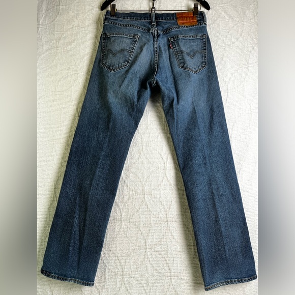 Levis 505 Jeans Mens 30x30 Blue Denim Cotton Classic Zip Fly Sun Patch On Knee - Picture 15 of 16